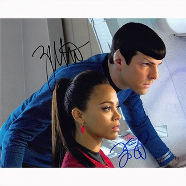 Autografo Zachary Quinto & Zoe Saldana - Star Trek Foto 20x25