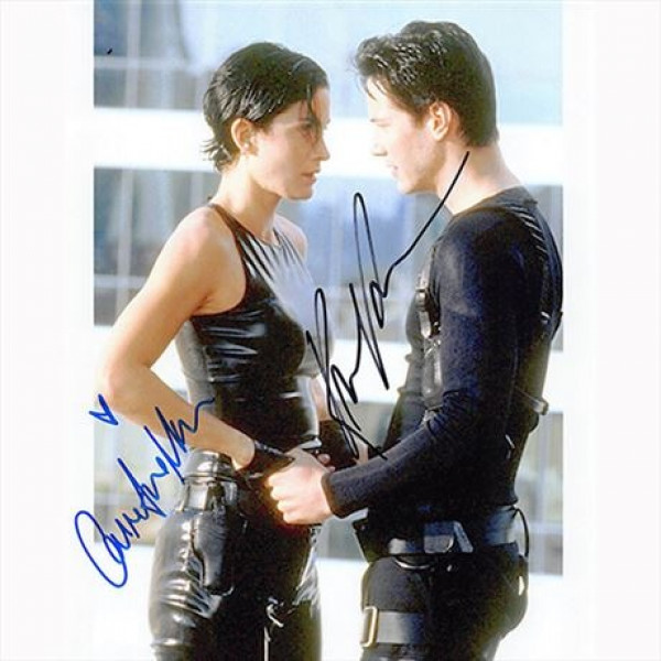 Autografo Keanu Reeves & Carrie-Anne Moss 2- The Matrix Foto 20x25