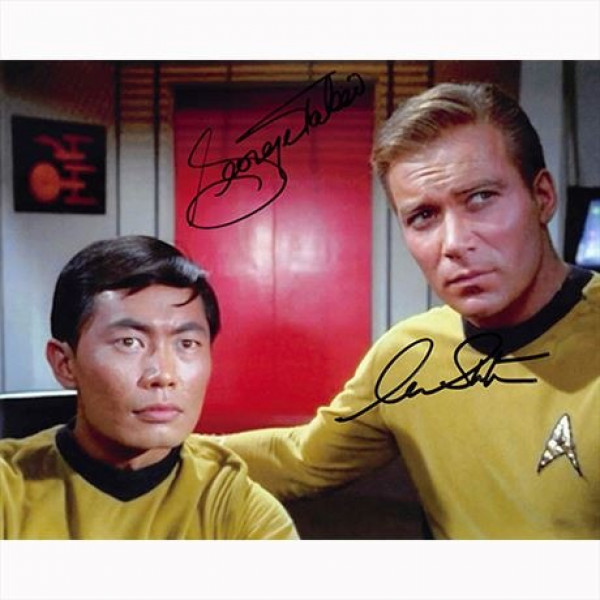 Autografo William Shatner e George Takei - Star Trek Foto 20x25