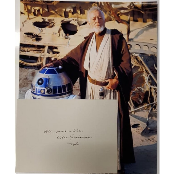 Autografo Alec Guinness Star Wars 2 Foto 20x25: