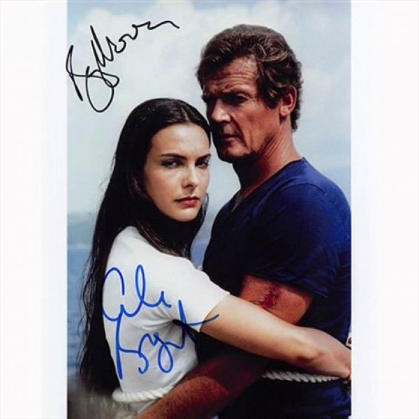 Autografo Roger Moore & Carole Bouquet - 007 James Bond Foto 20x25