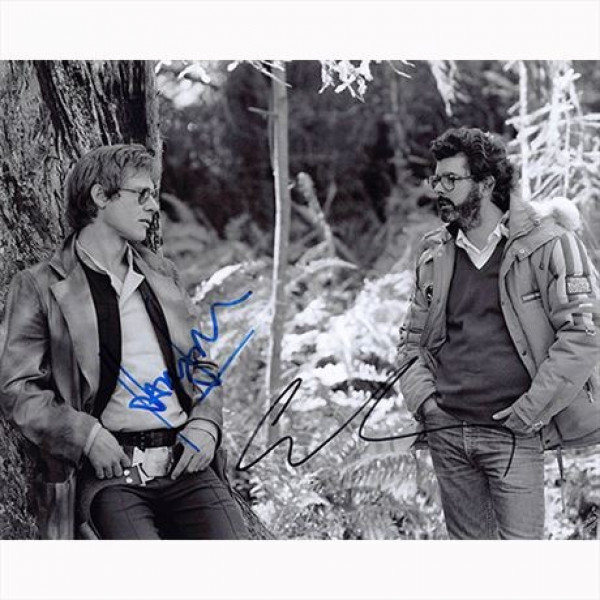 Autografo Harrison Ford & George Lucas Star Wars Foto 20x25