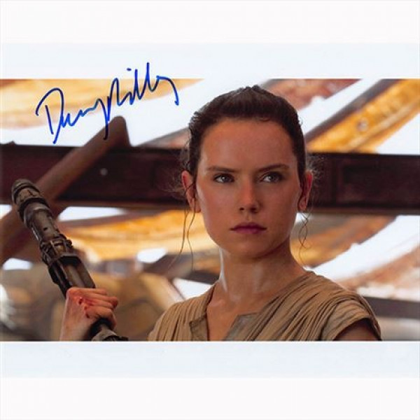 Autografo Daisy Ridley - Star Wars -7 Foto 20x25