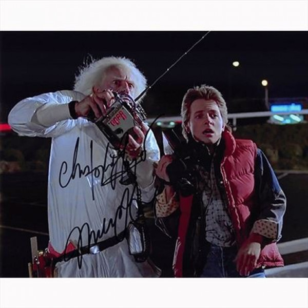 Autografo Michael J. Fox e Christopher Lloyd -2 Ritorno al futuro Foto 20x25