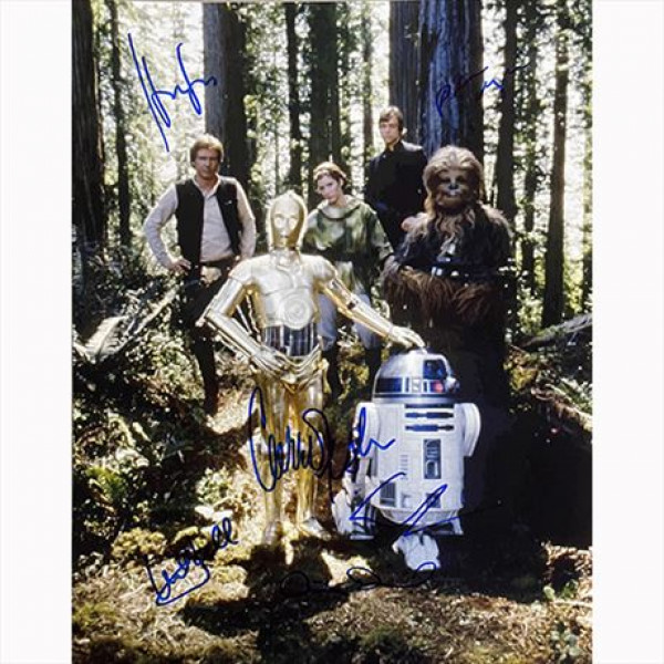 Autografo Star Was Return of The Jedi Cast by 6 Foto 27,5x 35 cm 