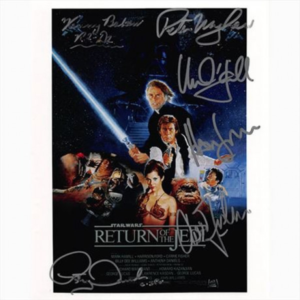 Autografo Star Wars - 6 del Cast Locandina - Foto 20x25: