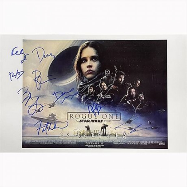 Autografo Star Wars Rogue One Cast by 9 foto 27,5 x 35