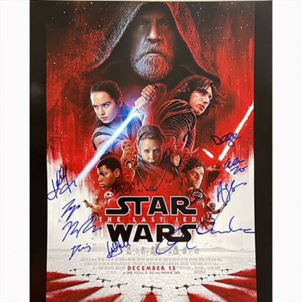 Autografo Star Wars The Last Jedi Cast di 10 poster del film Foto 40 x 50