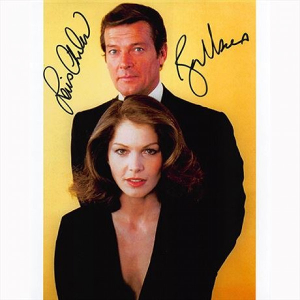 Autografo Roger Moore & Lois Chiles - James Bond Foto 20x25