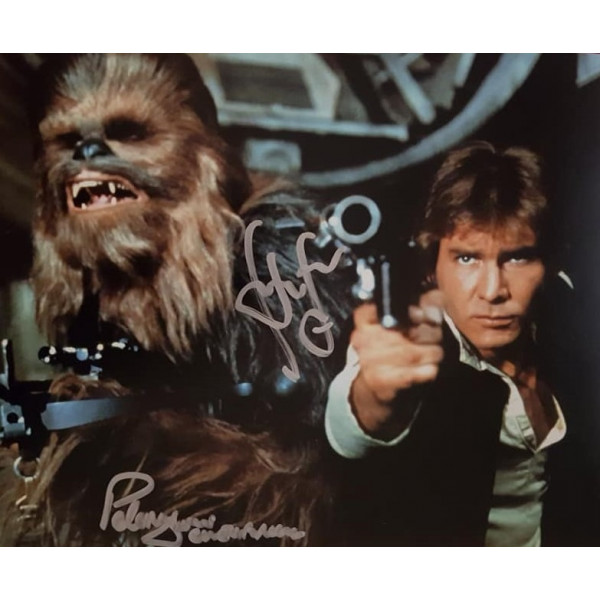 Autografo Harrison Ford & Peter Mayhew Foto 20x25