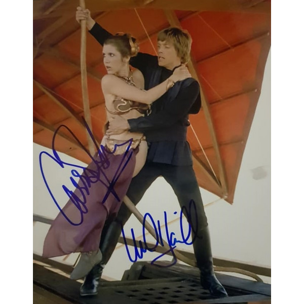 Autografo Star Wars Carrie Fisher & Mark Hamill Foto 20x25