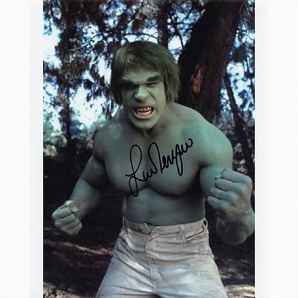 Autografo Lou Ferrigno - The Incredible Hulk 2 Foto 20x25: