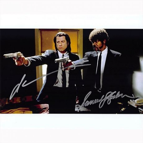 Autografo John Travolta & Samuel L. Jackson 4 - Pulp Fiction Foto 20x25
