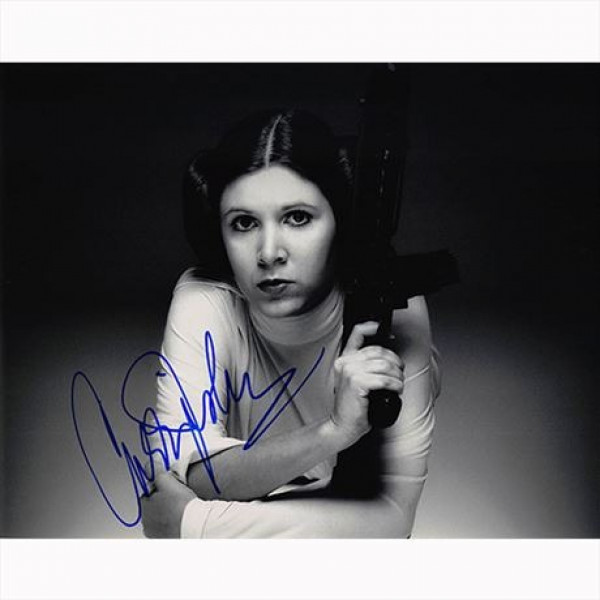 Autografo Star Wars Carrie Fisher - Foto B/N 20x25