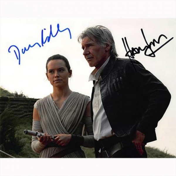 Autografo Harrison Ford & Daisy Ridley - Star Wars Foto 20x25