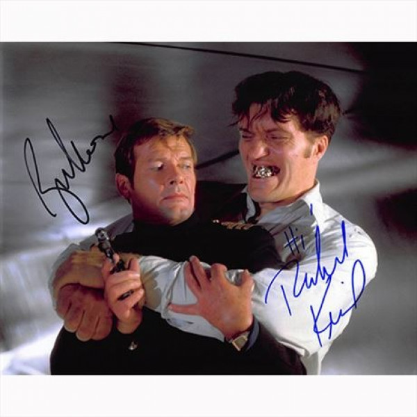 Autografo Roger Moore & Richard Kiel - 007 James Bond Foto 20x25