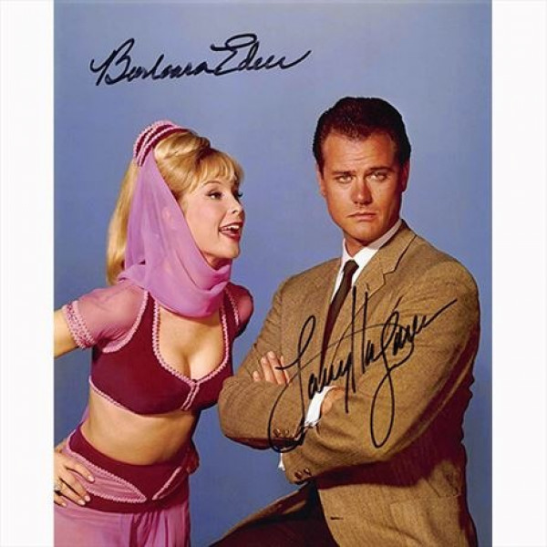 Autografo Larry Hagman & Barbara Eden - I Dream of Jeannie Foto 20x25