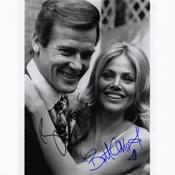 Autografo Roger Moore e Britt Ekland -2- James Bond Foto 20x25