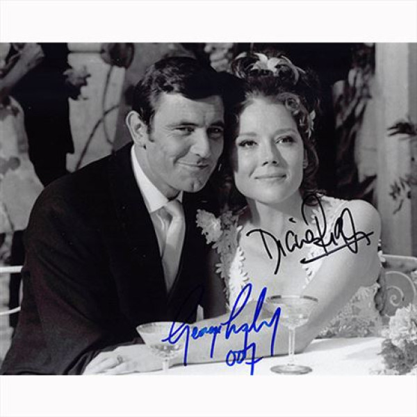 Autografo George Lazenby & Diana Rigg 2 - 007 James Bond Foto 20x25