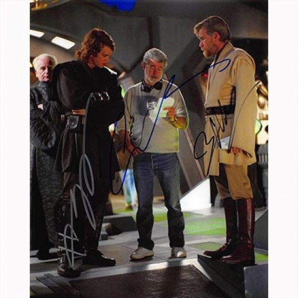 Autografo Star Wars Revenge of The Sith Cast + director di 3 Foto 20x25