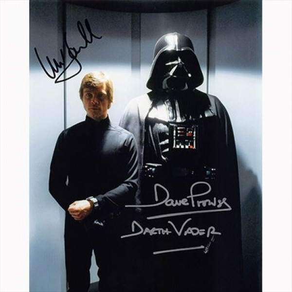 Autografo Mark Hamill & David Prowse - Star Wars 3 Foto 20x25: