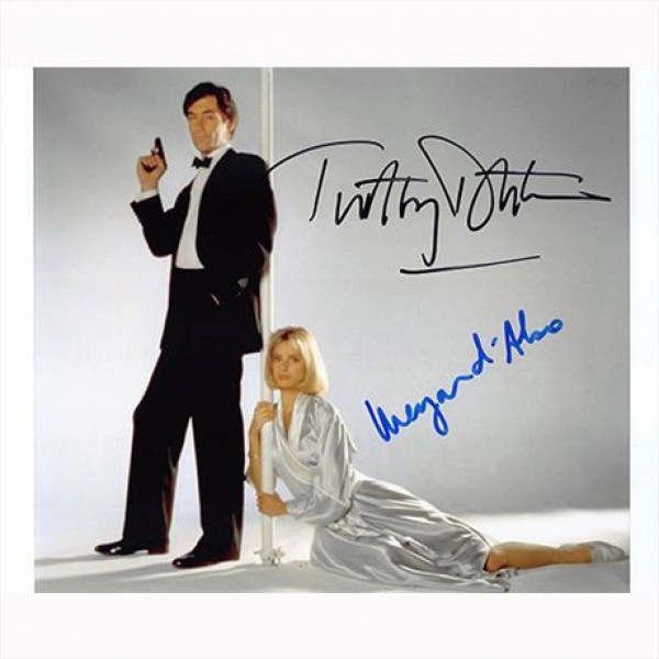 Autografo Timothy Dalton & Maryam d'Abo - 007 James Bond Foto 20x25