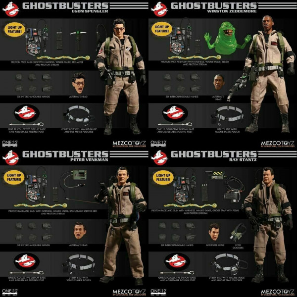 MEZCO ONE 12 COLLECTIVE GHOSTBUSTERS DELUXE BOX SET (4 + SLIMER) 1/12 Action Fig 
