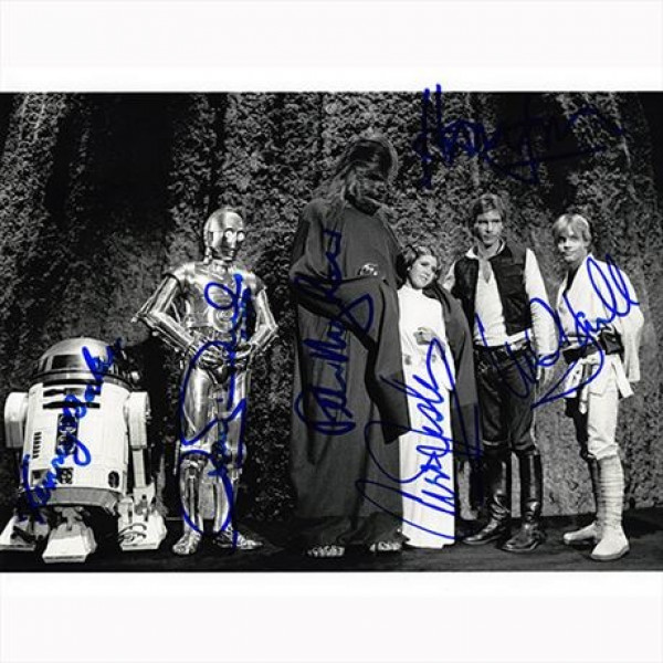 Autografo Star Wars -  6 del Cast   -B/N-  Foto 20x25