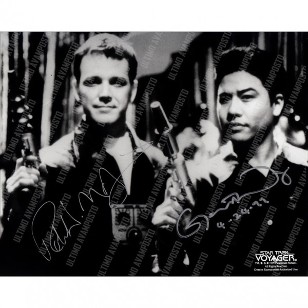 Autografo Robert Duncan McNeil e Garret Wong Star Trek Foto 20x25