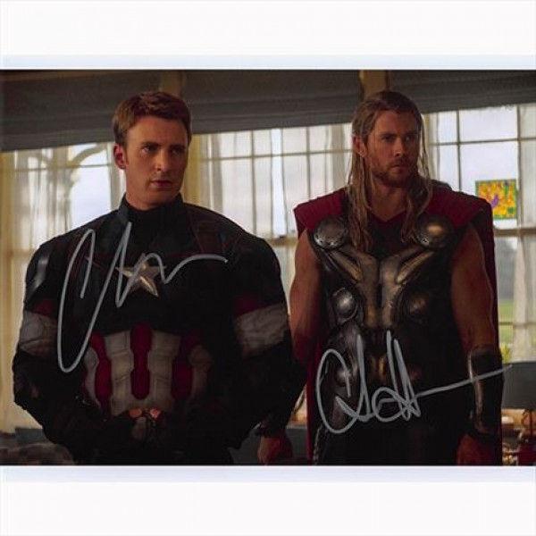 Autografo Chris Evans e Chris Hemsworth - Avengers Foto 20x25