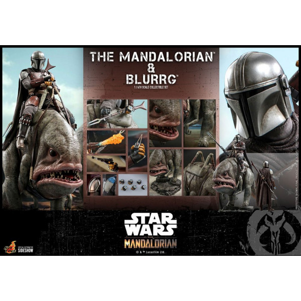 PREORDINE HOT TOYS Star Wars The Mandalorian Action Figure 2-Pack 1/6 The Mandalorian & Blurrg 37 cm