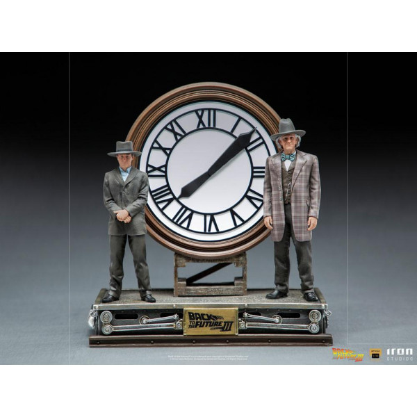  Back to the Future III Deluxe Art Scale Statue 1/10 Marty and Doc at the Clock 30 cm