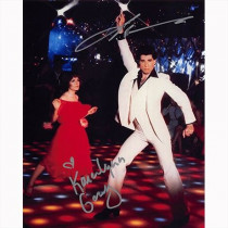 Autografo John Travolta & Karen Lynn Gorney - Saturday Night Fever Foto 20x25