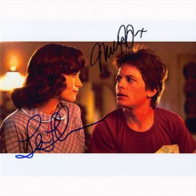 Autografo Michael J. Fox e Lea Thompson -2- Ritorno al futuro Foto 20x25: