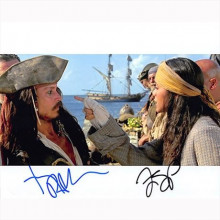 Autografo Johnny Depp & Zoe Saldana - Pirates of the Caribbean Foto 20x25