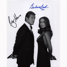 Autografo Roger Moore & Barbara Bach - James Bond Foto 20x25