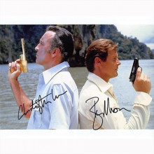 Autografo Roger Moore & Christopher Lee - James Bond Foto 20x25