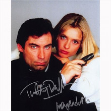 Autografo Timothy Dalton & Maryam d'Abo - James Bond Foto 20x25
