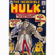 Autografo Stan Lee Hulk Copertina Fumetto Foto 20x25