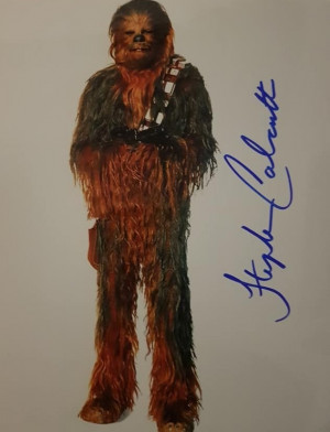 Autografo STEPHEN CALCUTT Star Wars Cewbacca 2 Foto 20x25 