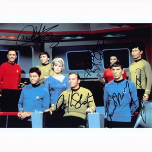 Autografo Cast 5 Star Trek Serie Classica Foto 20x25