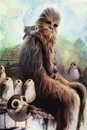 Poster Star Wars: The Last Jedi (Chewbacca & Porgs)