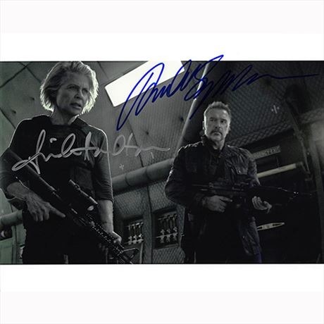 Autografo Arnold Schwarzenegger & Linda Hamilton Terminator Foto 20x25