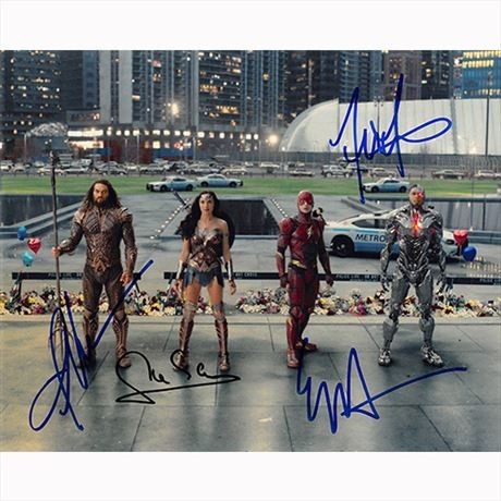 AUTOGRAFO Justice League Cast da 4 Foto 20x25