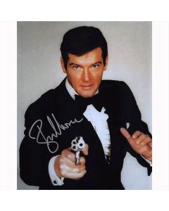 Autografo Roger Moore James Bond Foto 20x25