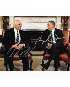 Autografo Il presidente degli Stati Uniti Barack Obama & Secretary of State Colin Powell Foto 20x25