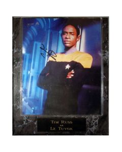 Autografo Tim Russ Star Trek Voyager 5 Foto 20x25 Placca