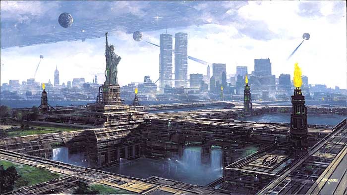 Litografia “New Borg City” Miniprint 51 x 28 cm”